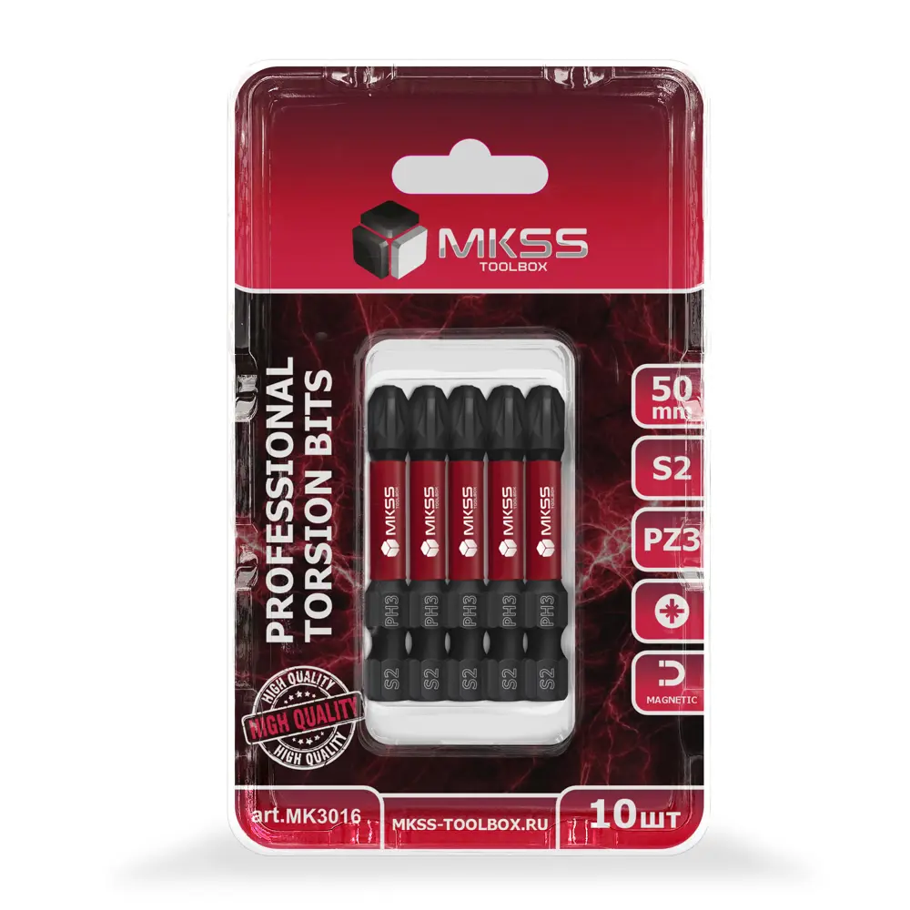 Фото 2 Бита крестовая торсионная магнитная ударная Mkss Toolbox MK3016 PZ3x50 мм, 10 шт Фото 2 Бита крестовая торсионная магнитная ударная Mkss Toolbox MK3016 PZ3x50 мм, 10 шт