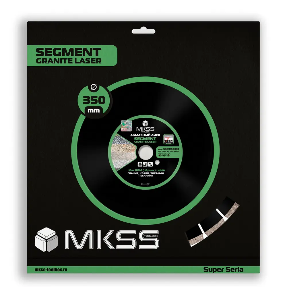 Фото 2 Диск алмазный по граниту Mkss Toolbox Segment Granite Laser сегментный 350x25.4x3.2 мм Фото 2 Диск алмазный по граниту Mkss Toolbox Segment Granite Laser сегментный 350x25.4x3.2 мм