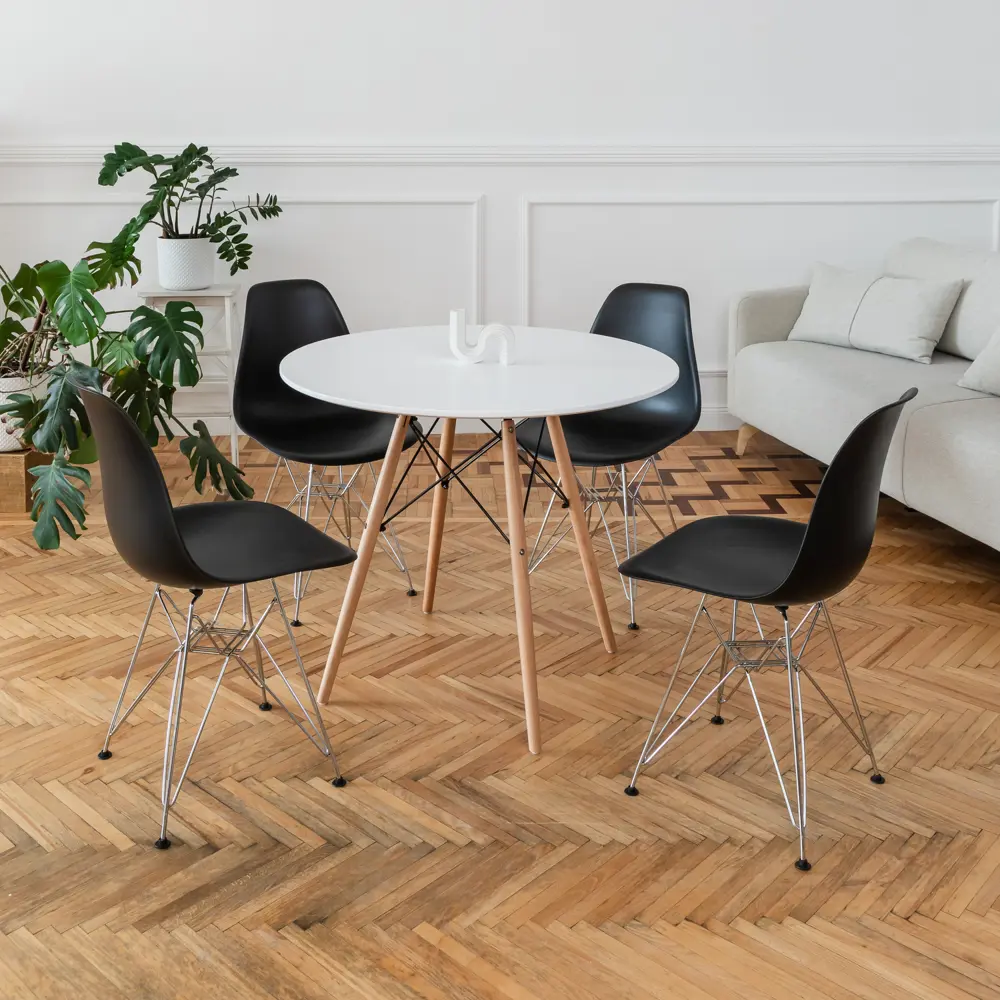 Фото 2 Комплект кухонных стульев 4 шт Derstuhl Chrom 45x82x45 см полипропилен цвет черный Фото 2 Комплект кухонных стульев 4 шт Derstuhl Chrom 45x82x45 см полипропилен цвет черный