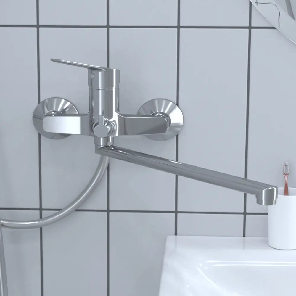 Фото Смеситель для ванны Esko line Good EL_GD 31 однорычажный с душевой лейкой цвет хром Фото Смеситель для ванны Esko line Good EL_GD 31 однорычажный с душевой лейкой цвет хром