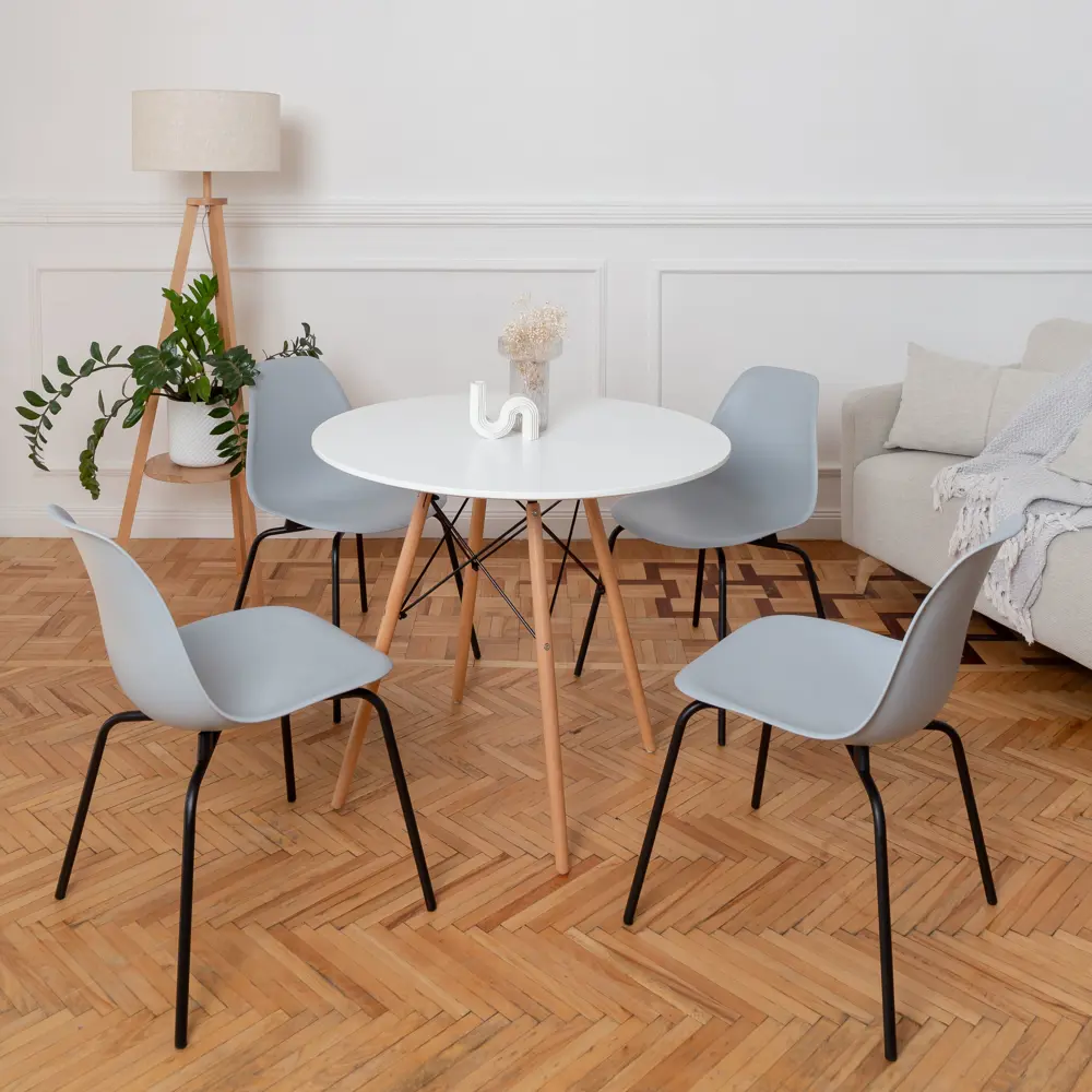 Фото 2 Стул кухонный Derstuhl Elegant black комплект 4 шт 45x82x46 см полипропилен цвет светло-серый