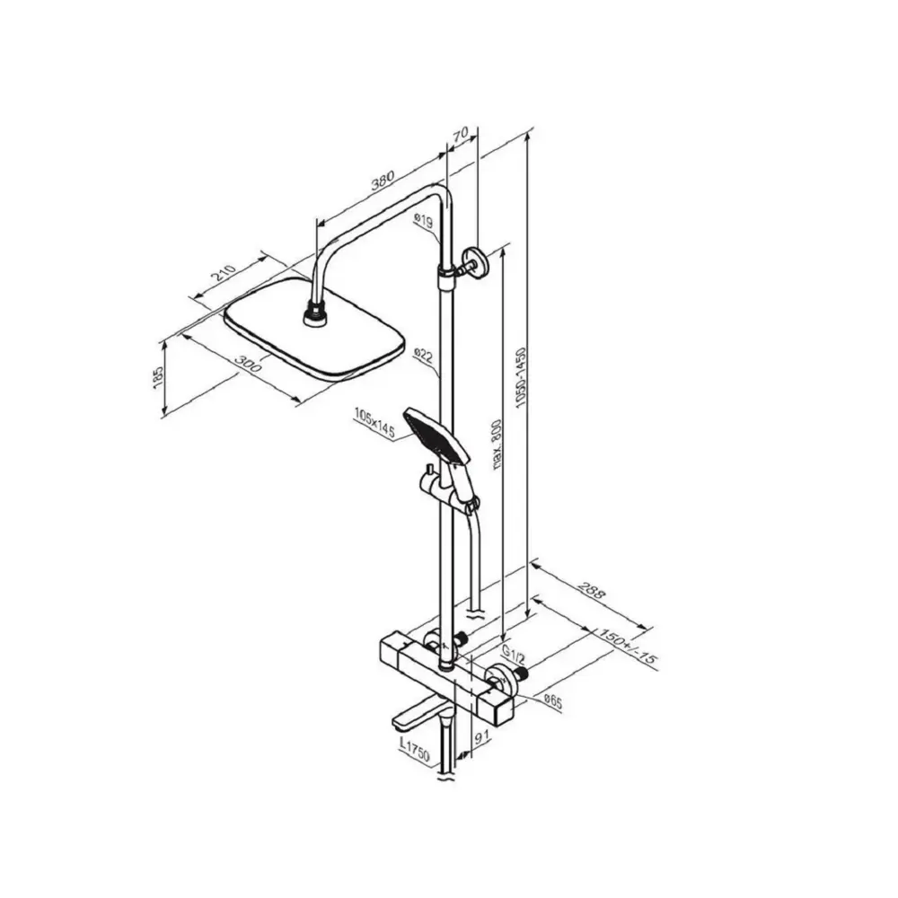 Фото 10 Душевая система Damixa Base 975810000 3 режимная цвет хром