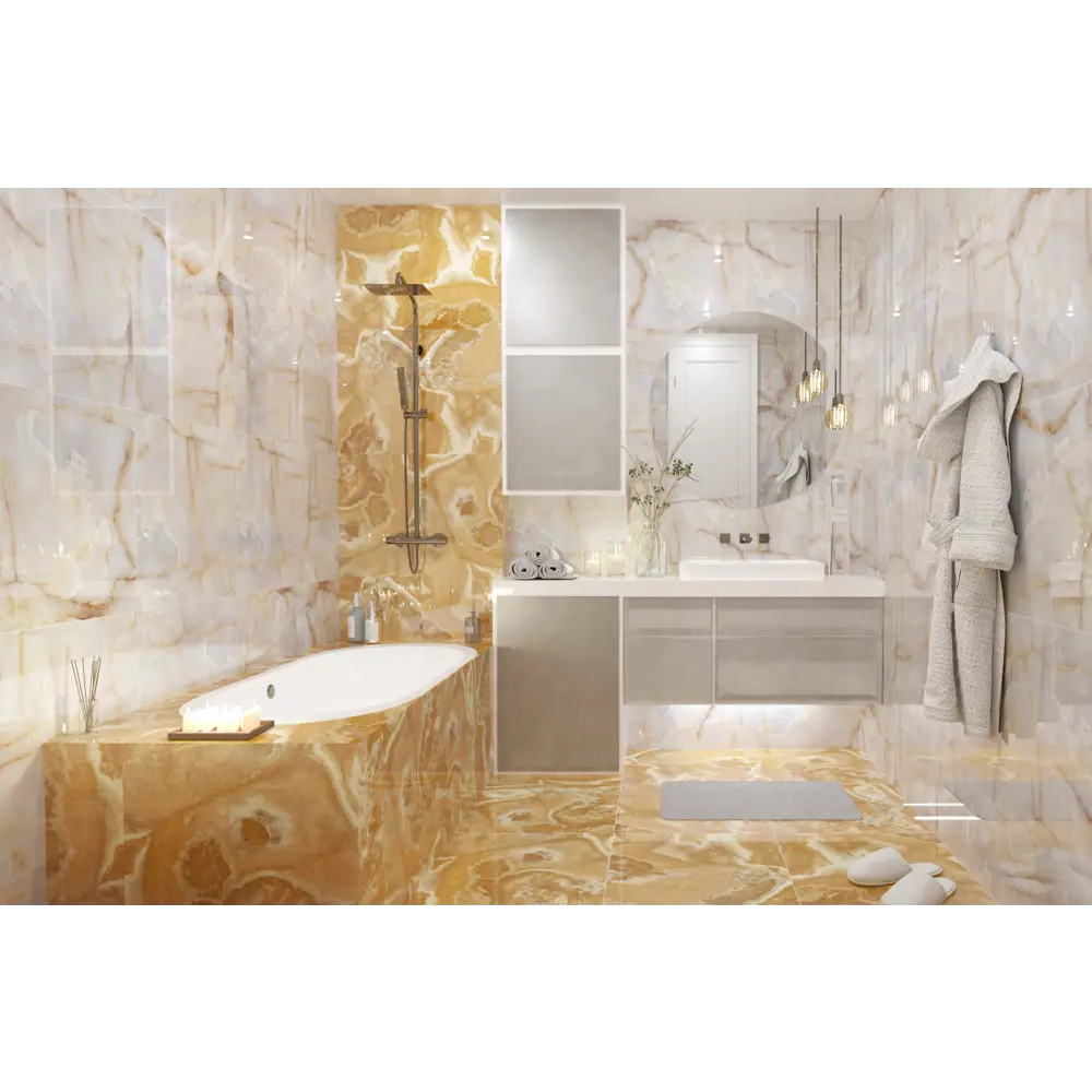 Фото 3 Керамогранит Sal sapiente Art stone PSA 6045 L 60x60см цвет сложный белый, с желтыми и оранжевыми прожилками Фото 3 Керамогранит Sal sapiente Art stone PSA 6045 L 60x60см цвет сложный белый, с желтыми и оранжевыми прожилками