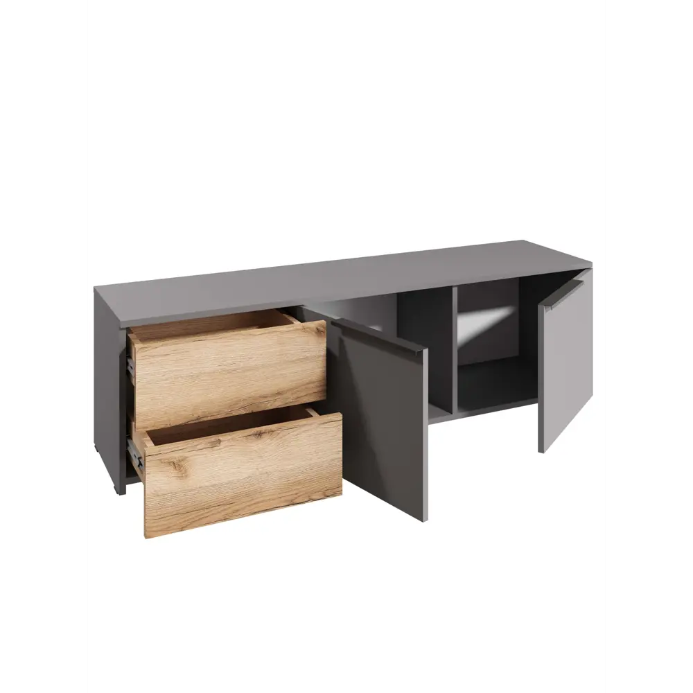 Фото 2 Тумба под телевизор Сима-ленд Йорк 140х42х32 см дерево цвет серый шифер/дуб делано Фото 2 Тумба под телевизор Сима-ленд Йорк 140х42х32 см дерево цвет серый шифер/дуб делано