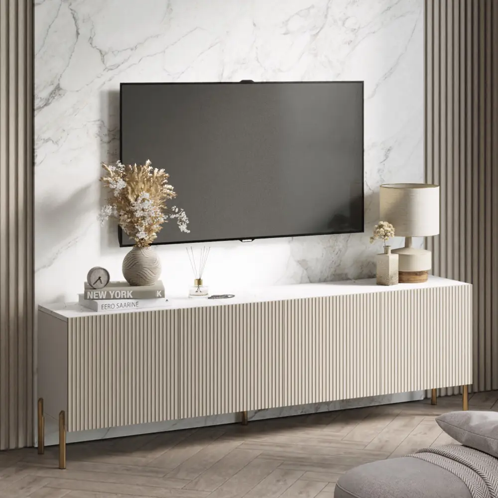 Фото Тумба под телевизор Сима-ленд Сандра 180х57х34 см дерево цвет кашемир Фото Тумба под телевизор Сима-ленд Сандра 180х57х34 см дерево цвет кашемир