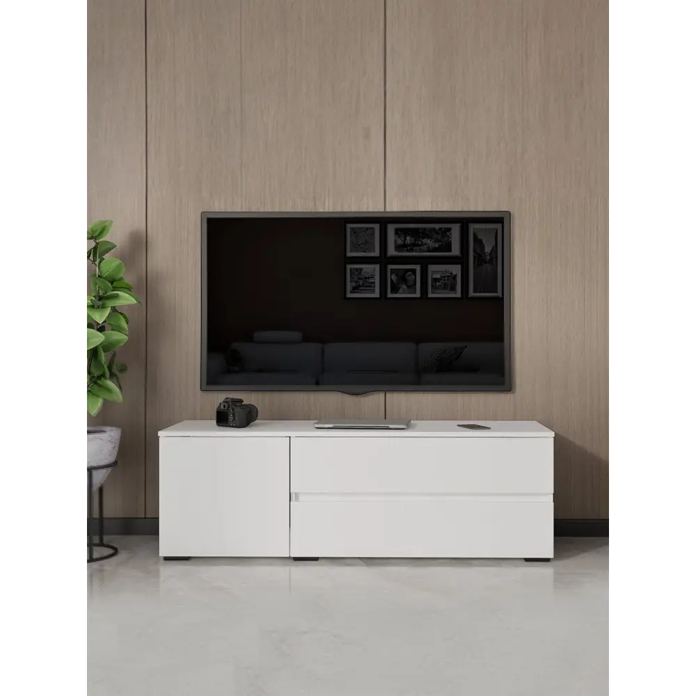 Фото Тумба под телевизор Сима-ленд Лора 135х44х45 см дерево цвет белый Фото Тумба под телевизор Сима-ленд Лора 135х44х45 см дерево цвет белый