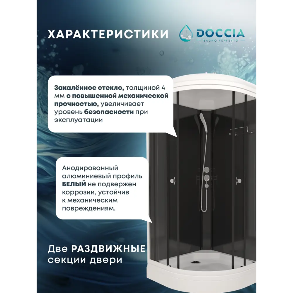 Фото 5 Душевая кабина Doccia DC0000064609 низкий поддон 90х90см