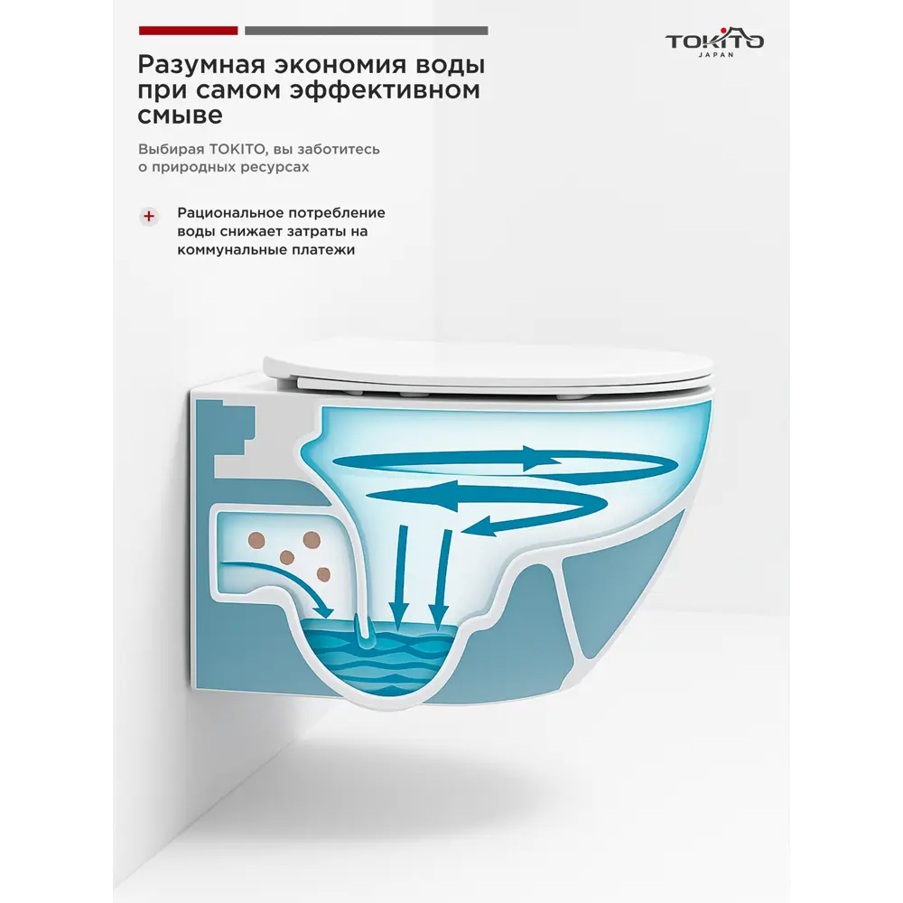 Фото 3 Унитаз подвесной Tokito TOK-WC-YAMA Цунами безободковый с сиденьем микролифт Фото 3 Унитаз подвесной Tokito TOK-WC-YAMA Цунами безободковый с сиденьем микролифт