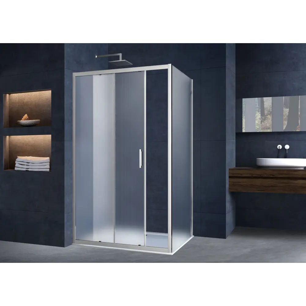 Фото 2 Душевой уголок Vincea Alpha VSR-3AL8015MT 150x80x190 профиль хром, стекло рифленое