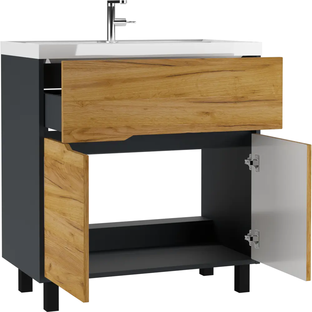 Фото 3 Тумба под раковиной в ванную напольная Домино Classica 80 Karat Вотан