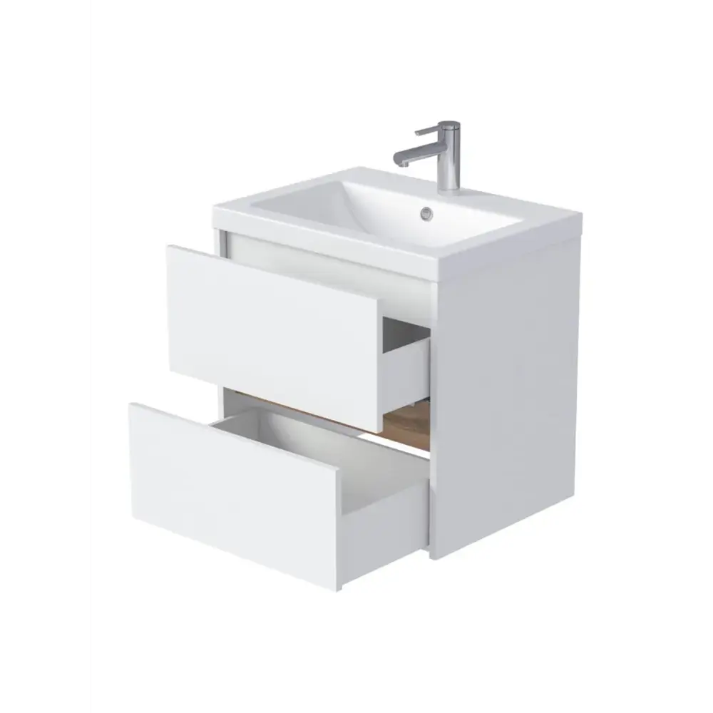 Фото 5 Тумба с раковиной в ванную подвесная 1Marka Veil 60 см цвет белый Аляска/дуб Вотан Ц0000044223 Фото 5 Тумба с раковиной в ванную подвесная 1Marka Veil 60 см цвет белый Аляска/дуб Вотан Ц0000044223