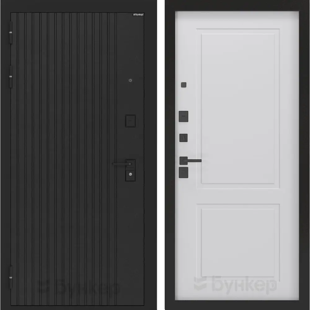 Фото Входная дверь Лабиринт Бункер 06 П11 левый 205x96см цвет черный кварц/белый софт Фото Входная дверь Лабиринт Бункер 06 П11 левый 205x96см цвет черный кварц/белый софт