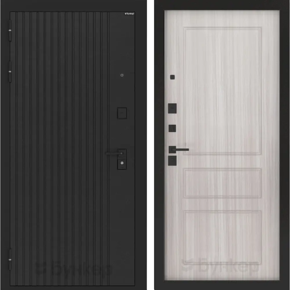 Фото Входная дверь Лабиринт Бункер 06 левый 205x96см цвет черный кварц/сандал белый П03 Фото Входная дверь Лабиринт Бункер 06 левый 205x96см цвет черный кварц/сандал белый П03