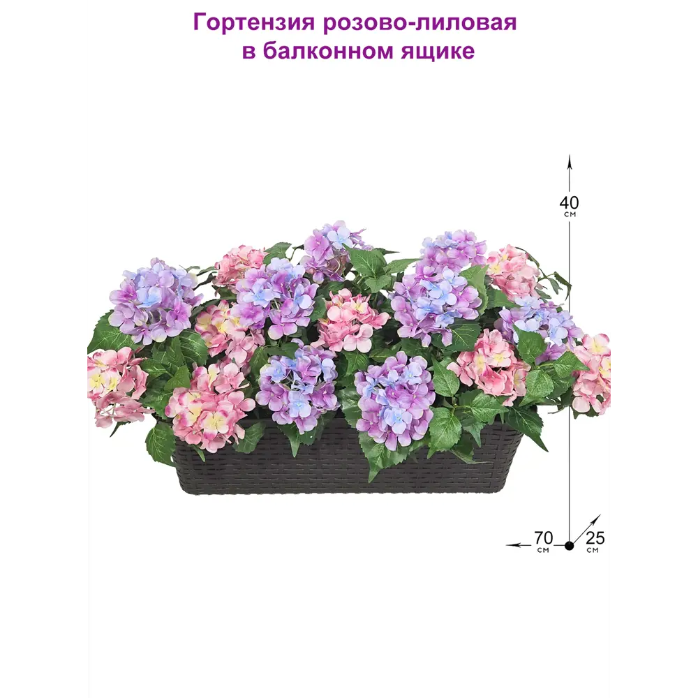 Фото Искусственное растение Гортензия Фитопарк в ящике 40 см Фото Искусственное растение Гортензия Фитопарк в ящике 40 см