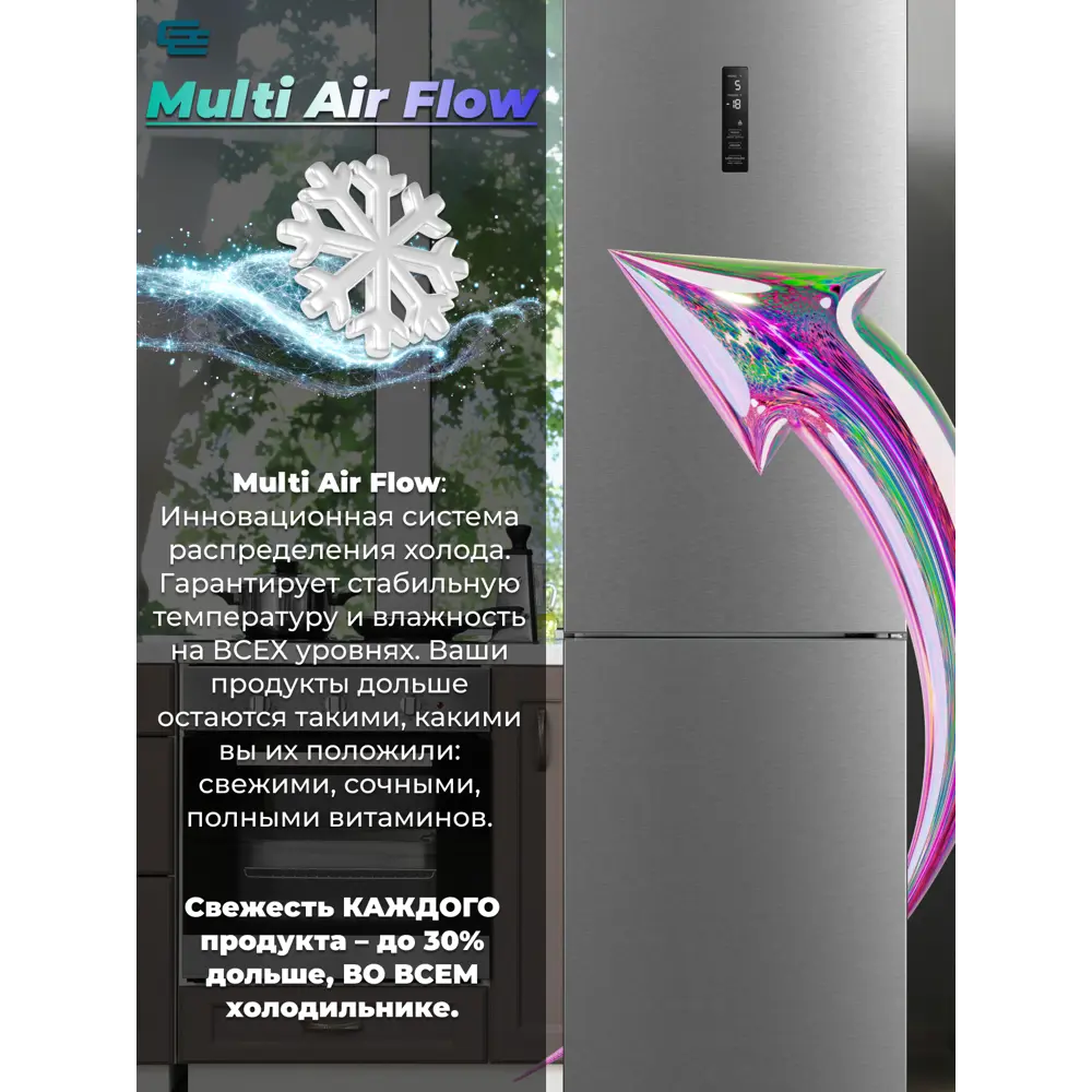 Фото 3 Холодильник Horizont GE-ID401s 59.5x200 см цвет серебристый Фото 3 Холодильник Horizont GE-ID401s 59.5x200 см цвет серебристый