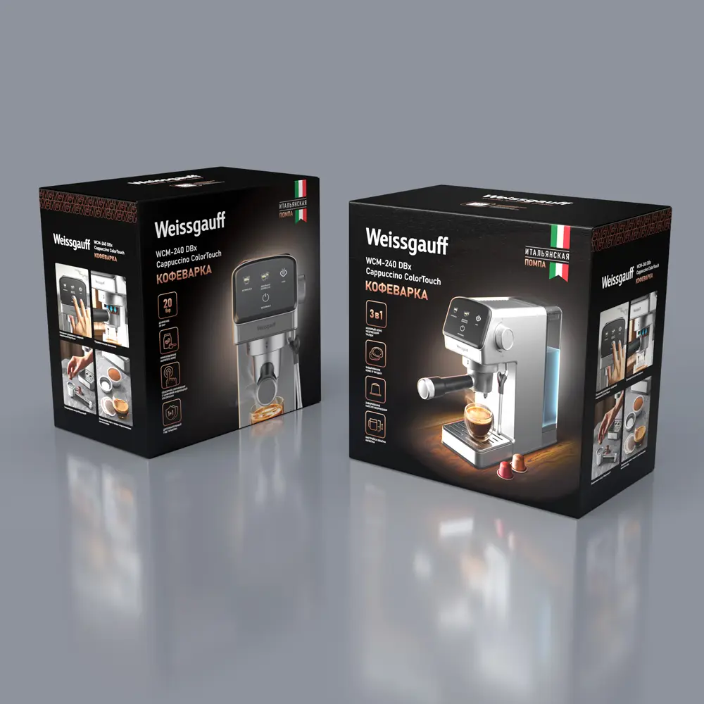 Фото 9 Кофеварка Weissgauff WCM-240 DBx Cappuccino ColorTouch Фото 9 Кофеварка Weissgauff WCM-240 DBx Cappuccino ColorTouch