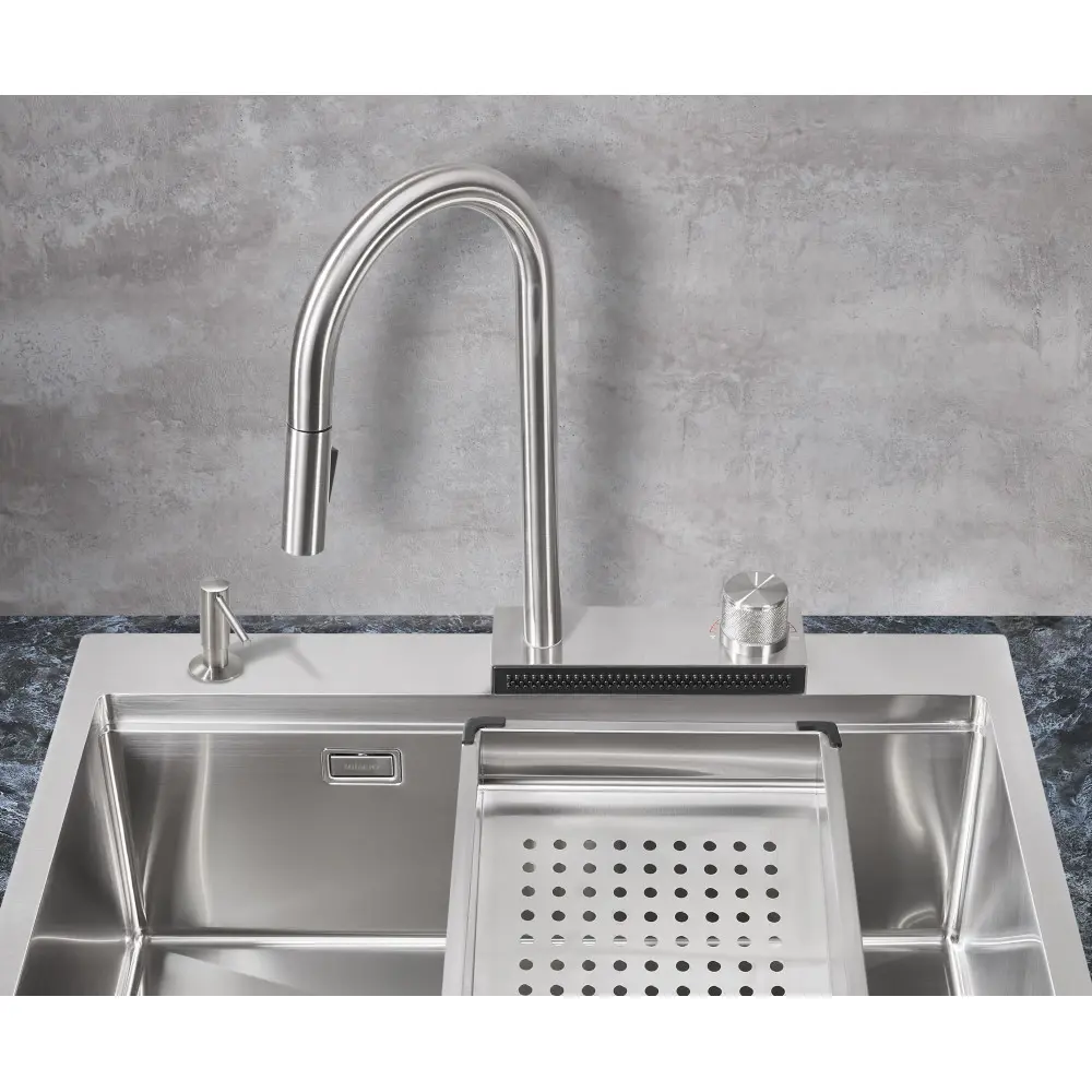 Фото 6 Смеситель для кухни однорычажный Milacio Mcu.556.ss излив 18.6 см цвет нержавеющая сталь