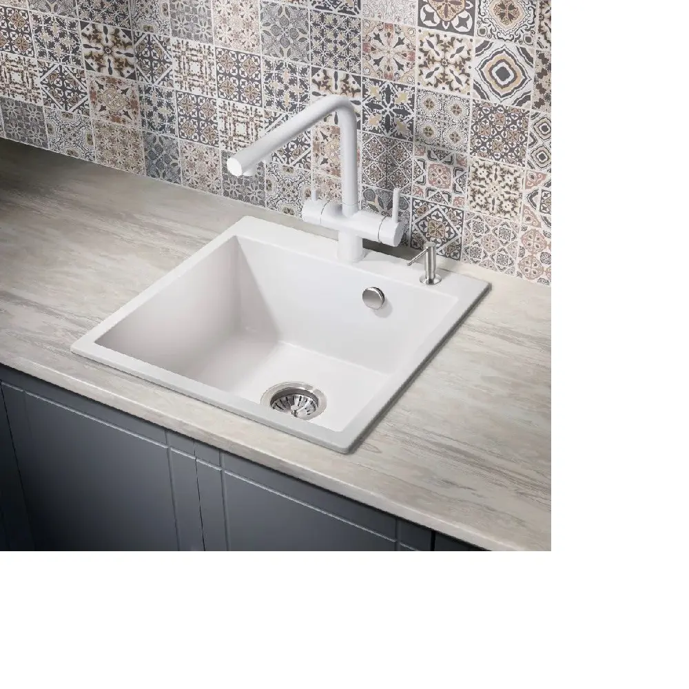 Фото Смеситель для кухни Milacio MCU.559.WH поворотный излив 27.3 см цвет белый