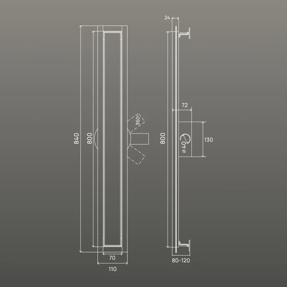 Фото 13 Трап для душа РМС ТЛ-02 универсальный 70x800 мм нержавеющая сталь Фото 13 Трап для душа РМС ТЛ-02 универсальный 70x800 мм нержавеющая сталь