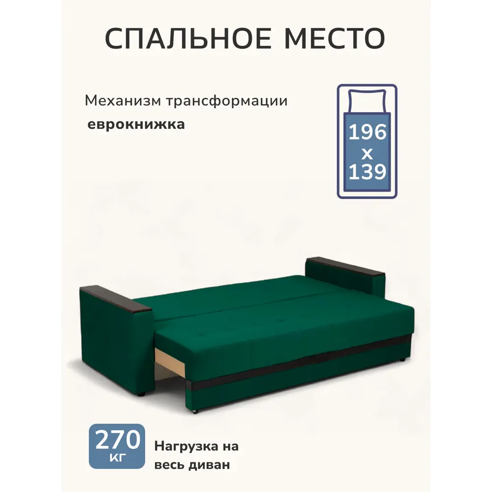 Фото 3 Диван-кровать Диван 24 Мичиган 230x74x88 см рогожка цвет изумрудный Фото 3 Диван-кровать Диван 24 Мичиган 230x74x88 см рогожка цвет изумрудный