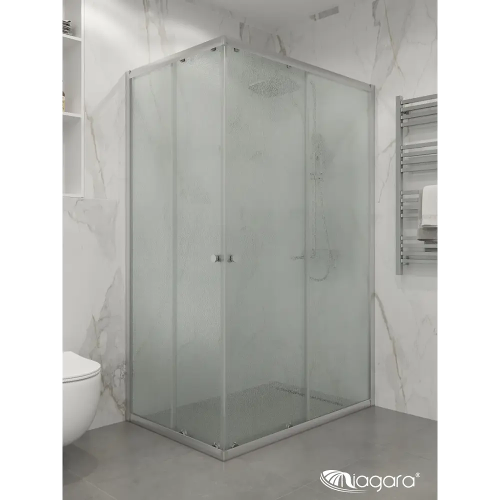Фото 4 Душевой уголок Niagara Veil 117x87.5x190 см прямоугольник раздвижные двери матовое стекло, хромированный профиль