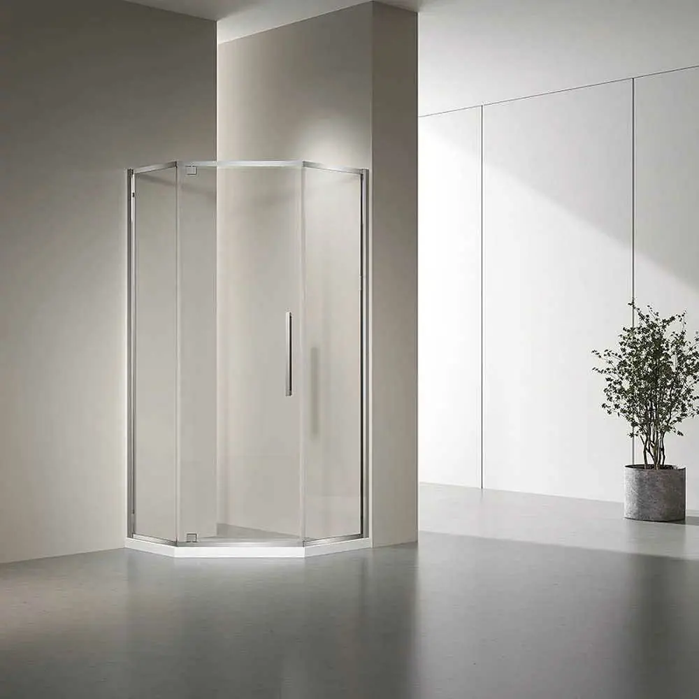 Фото 2 Душевой уголок Veconi Rovigo RV35-100-01-C7 пятиугольный 100x100см серебристый блеск профиль эффект стекла прозрачный Фото 2 Душевой уголок Veconi Rovigo RV35-100-01-C7 пятиугольный 100x100см серебристый блеск профиль эффект стекла прозрачный