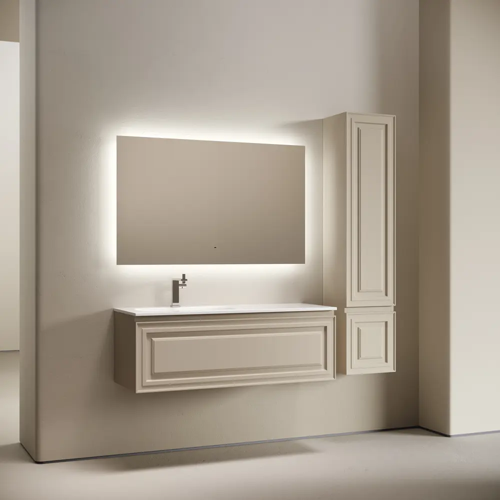 Фото 2 Тумба под раковину подвесная Sancos Very VR120LCE 119.5см цвет beige soft/левая