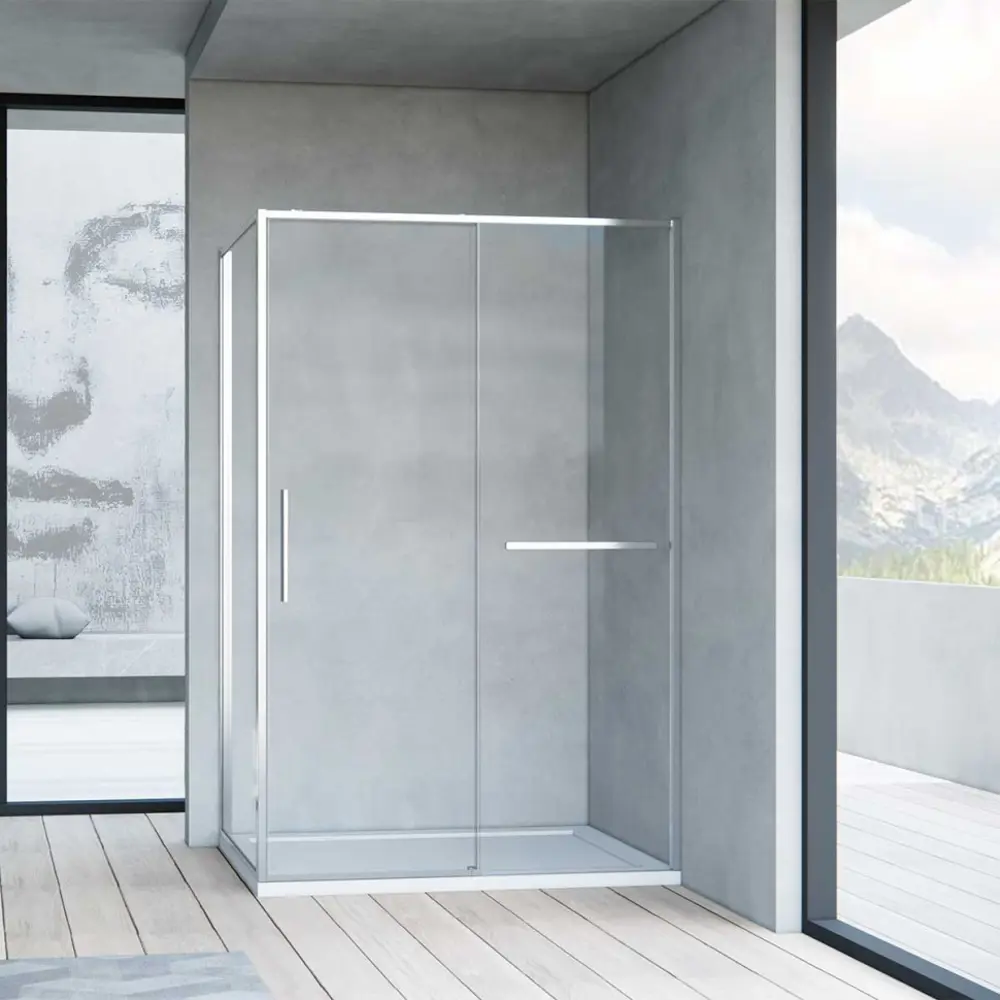 Фото Душевой уголок Vincea Slim Soft VSR-1SS9015CL прямоугольный 150x90см серебристый блеск профиль эффект стекла прозрачный