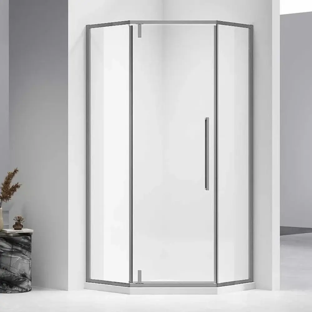 Фото Душевой уголок Vincea Slim-N VSP-4SN100CLGM пятиугольный 100x100см серый профиль эффект стекла прозрачный Фото Душевой уголок Vincea Slim-N VSP-4SN100CLGM пятиугольный 100x100см серый профиль эффект стекла прозрачный