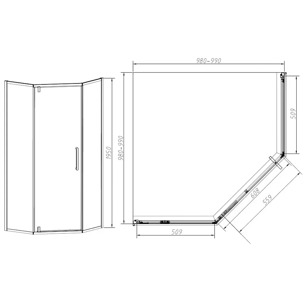 Фото 4 Душевой уголок Vincea Slim-N VSP-4SN100CLGM пятиугольный 100x100см серый профиль эффект стекла прозрачный Фото 4 Душевой уголок Vincea Slim-N VSP-4SN100CLGM пятиугольный 100x100см серый профиль эффект стекла прозрачный