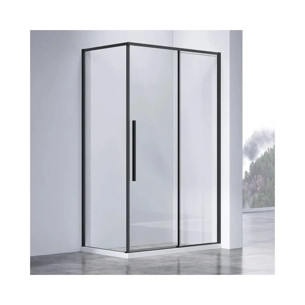 Фото Душевой уголок Vincea Slim-N VSR-4SN9012CLB прямоугольный 120x90см черный профиль эффект стекла прозрачный