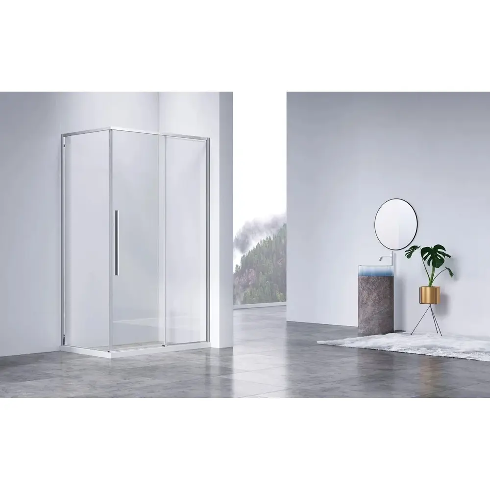 Фото 2 Душевой уголок Vincea Slim-N VSR-4SN9012CL прямоугольный 120x90см серебристый блеск профиль эффект стекла прозрачный