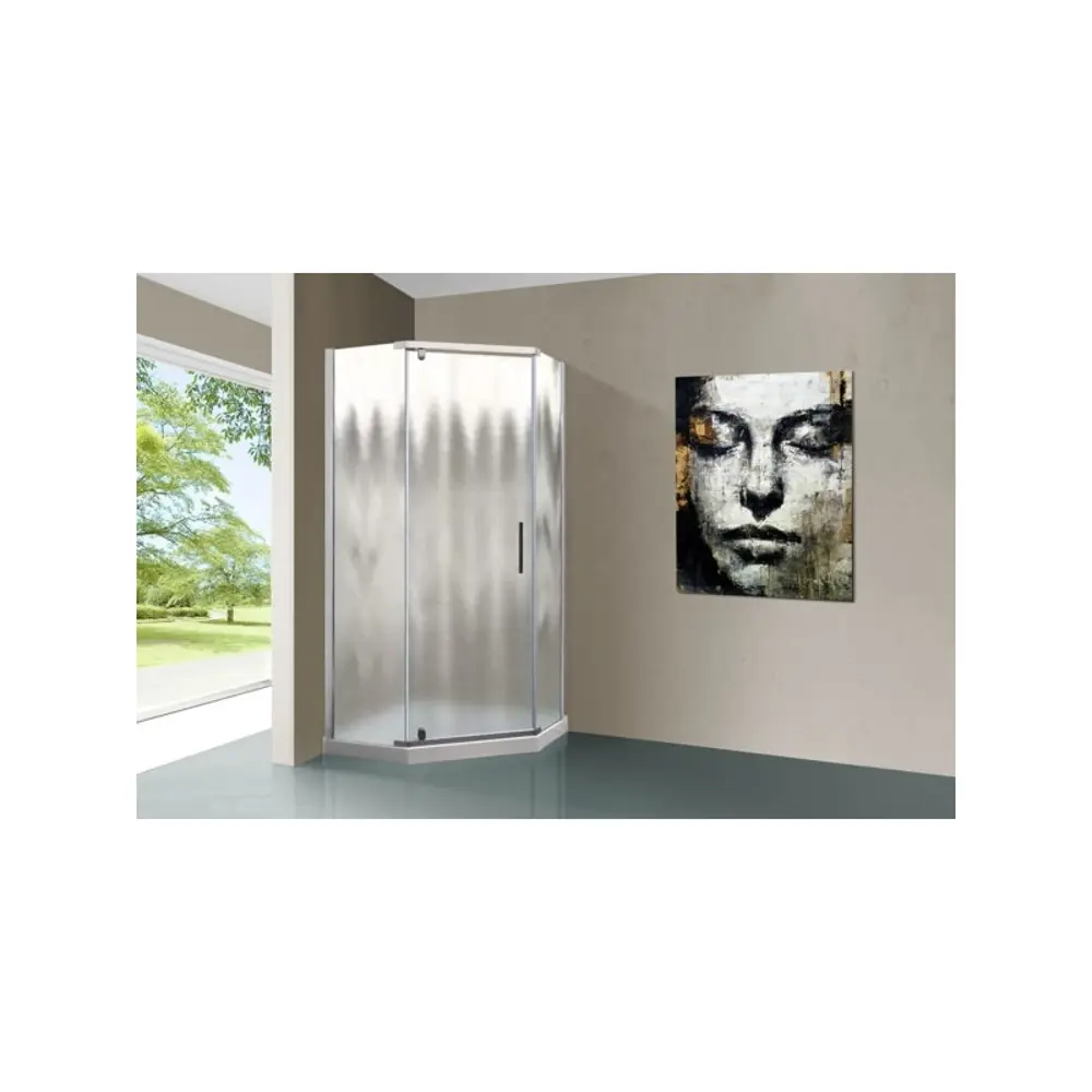 Фото 2 Душевой уголок Vincea Stresa VSP-1S900CH пятиугольный 90x90см серебристый блеск профиль эффект стекла рифленый