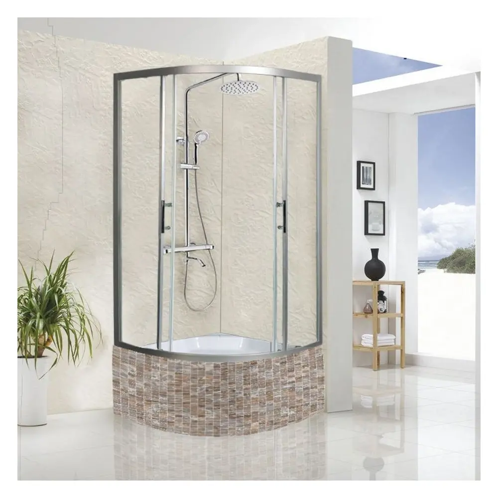 Фото Душевой уголок Weltwasser WW500 С 10000004083 1/4 круга 90x90см хромированный профиль эффект стекла прозрачный