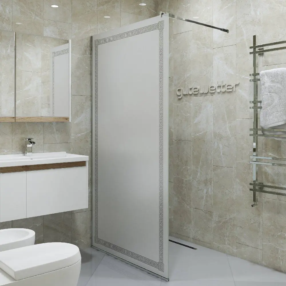 Фото 6 Душевая перегородка GWMPGL010V 70x220 см цвет фурнитуры хром блестящий, стекло матовое с рисунком закаленное 10 мм