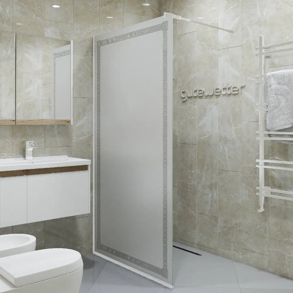 Фото 6 Душевая перегородка GWMPGL010V 115x220 см цвет фурнитуры белый матовый, стекло матовое с рисунком закаленное 10 мм