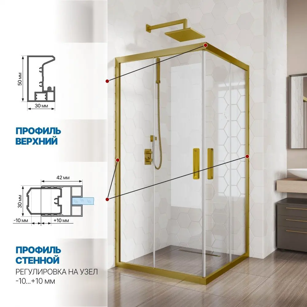 Фото 3 Душевой уголок Gutewetter GWMPKB019SC 95x95x200 см цвет фурнитуры бронзовый, стекло безцветное заколенное 6 мм Фото 3 Душевой уголок Gutewetter GWMPKB019SC 95x95x200 см цвет фурнитуры бронзовый, стекло безцветное заколенное 6 мм