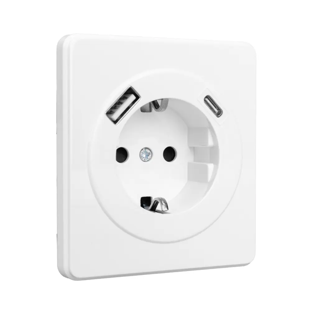 Фото 5 Розетка встраиваемая Kranz Round с заземлением со шторками USB A-C цвет перламутр Фото 5 Розетка встраиваемая Kranz Round с заземлением со шторками USB A-C цвет перламутр