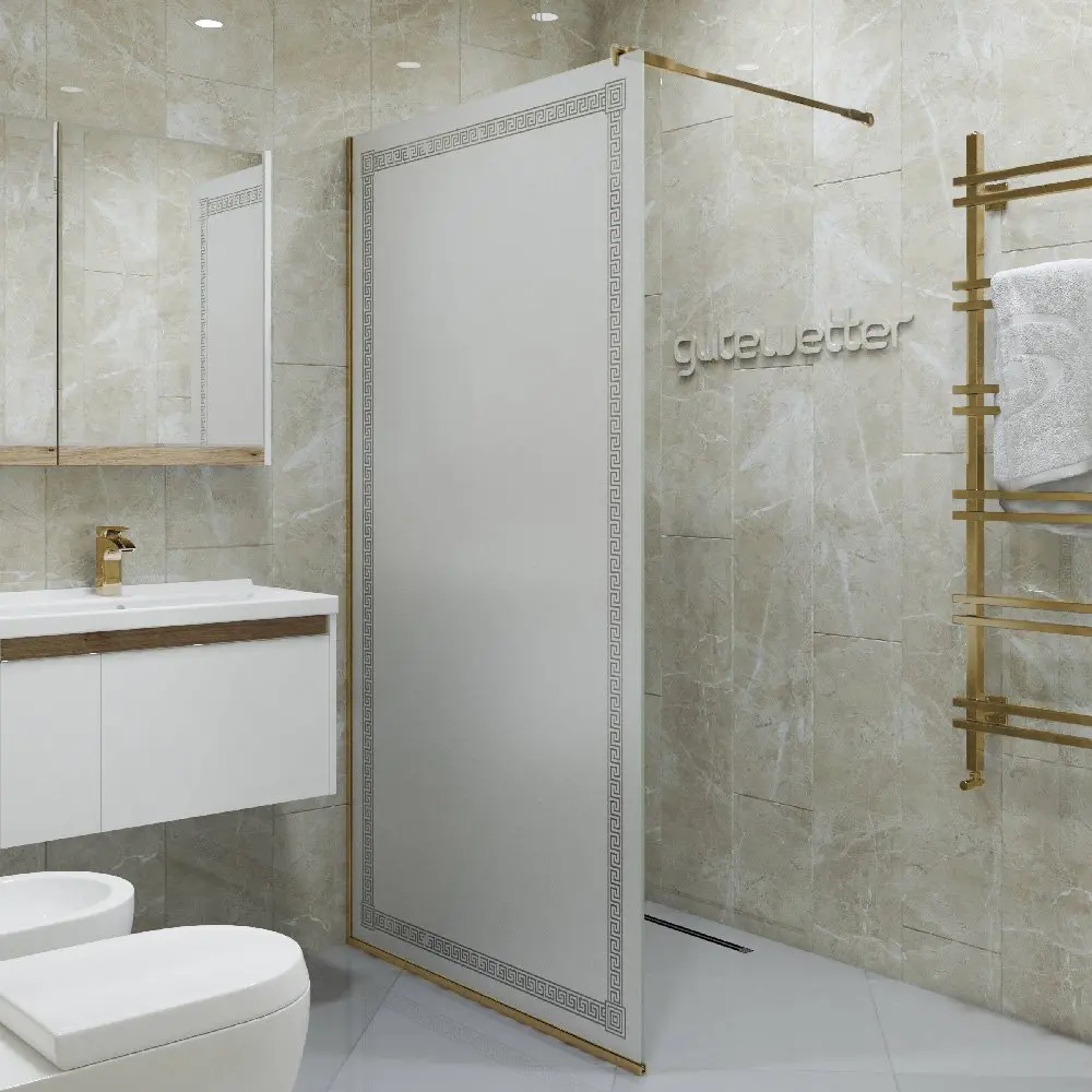 Фото 6 Душевая перегородка GWMPGL010V 90x220 см цвет фурнитуры бронзовый, стекло матовое с рисунком закаленное 10 мм