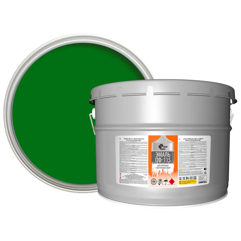 Фото Эмаль Простокраска ПФ-115 полуматовая цвет зеленый 10 кг Фото Эмаль Простокраска ПФ-115 полуматовая цвет зеленый 10 кг