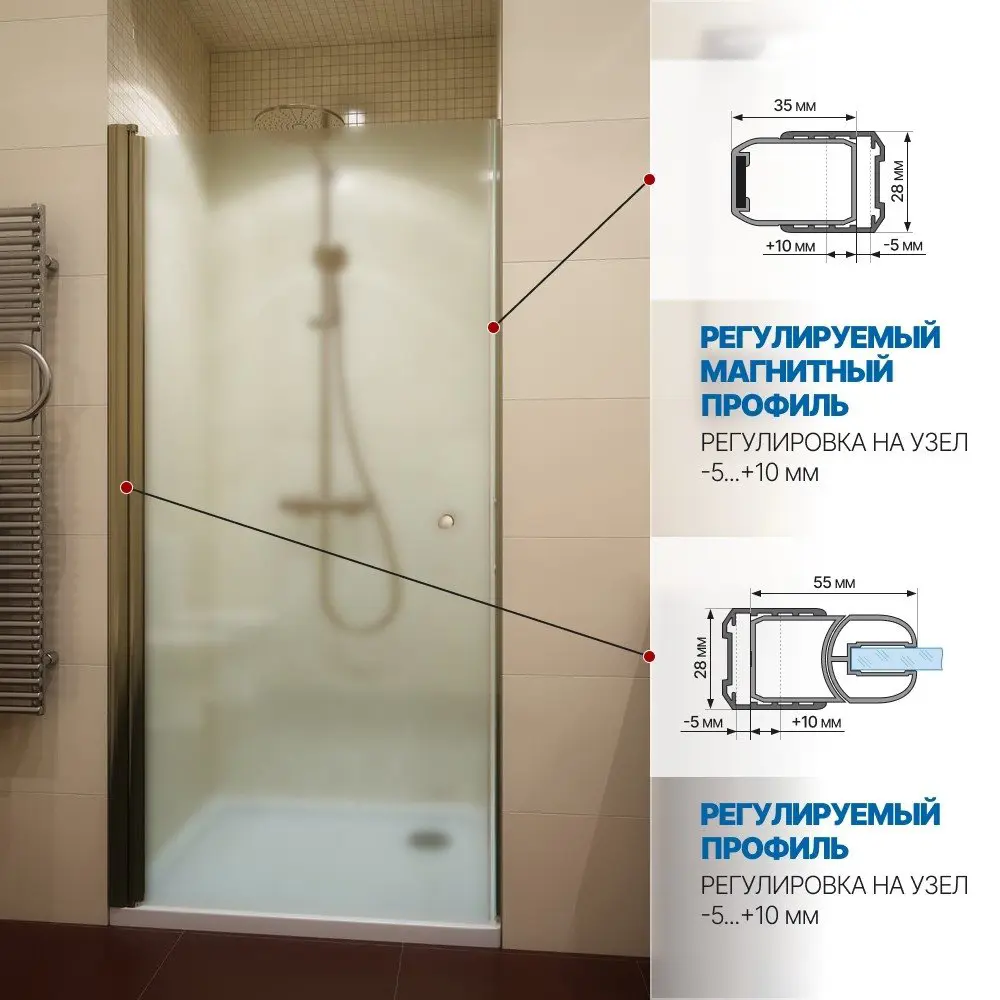Фото 3 Душевая дверь Gutewetter GWMPKB020D601T 90см эффект стекла матовый распашной Фото 3 Душевая дверь Gutewetter GWMPKB020D601T 90см эффект стекла матовый распашной