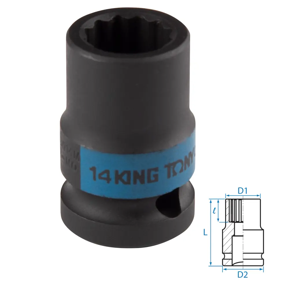 Фото 2 Торцевая головка ударная двенадцатигранная King Tony 453014M 1/2 дюйма 14 мм Фото 2 Торцевая головка ударная двенадцатигранная King Tony 453014M 1/2 дюйма 14 мм