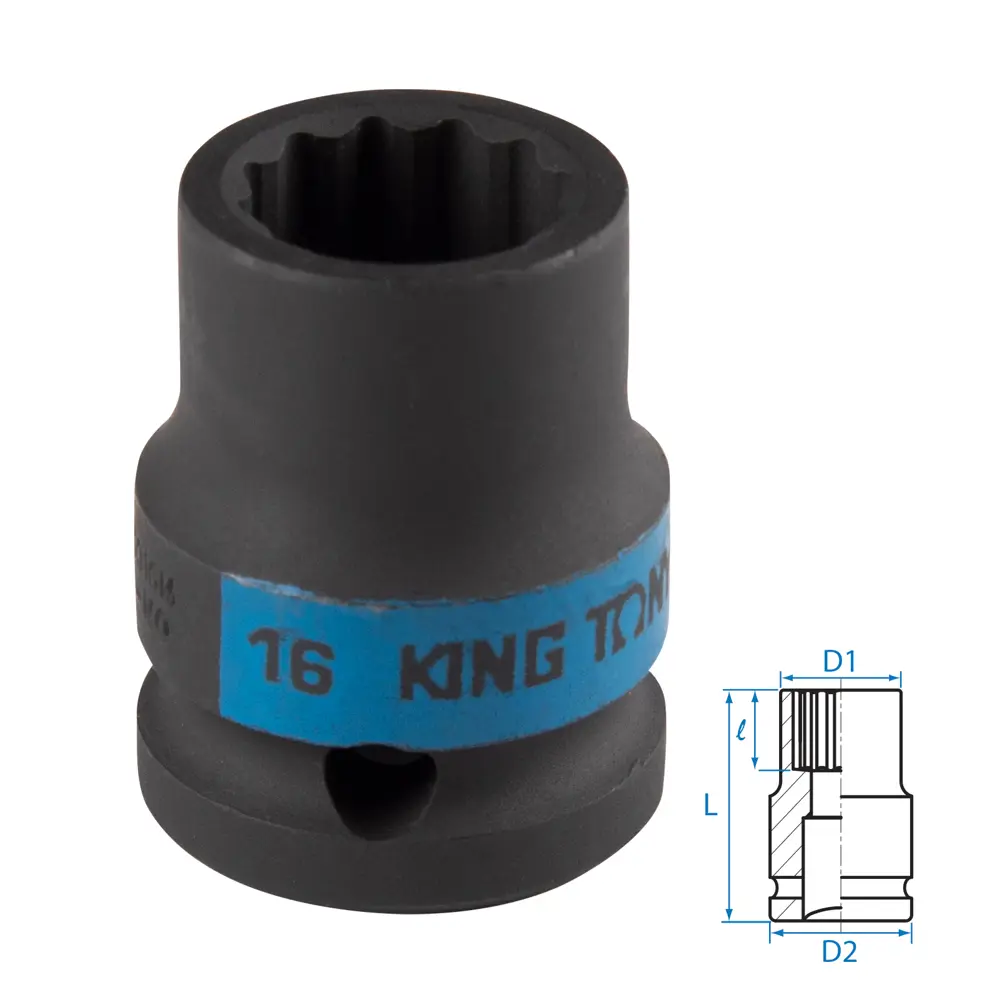 Фото 2 Торцевая головка ударная двенадцатигранная King Tony 453016M 1/2 дюйма 16 мм Фото 2 Торцевая головка ударная двенадцатигранная King Tony 453016M 1/2 дюйма 16 мм