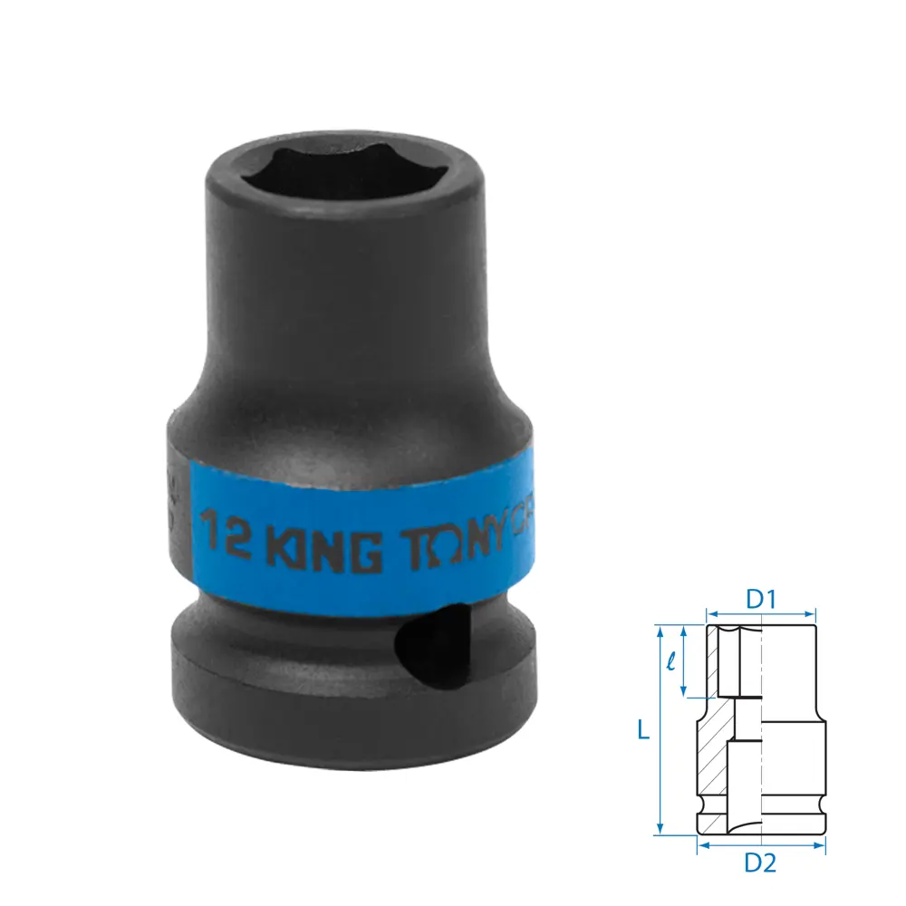 Фото 2 Торцевая головка ударная шестигранная King Tony 453512M 1/2 дюйма 12 мм