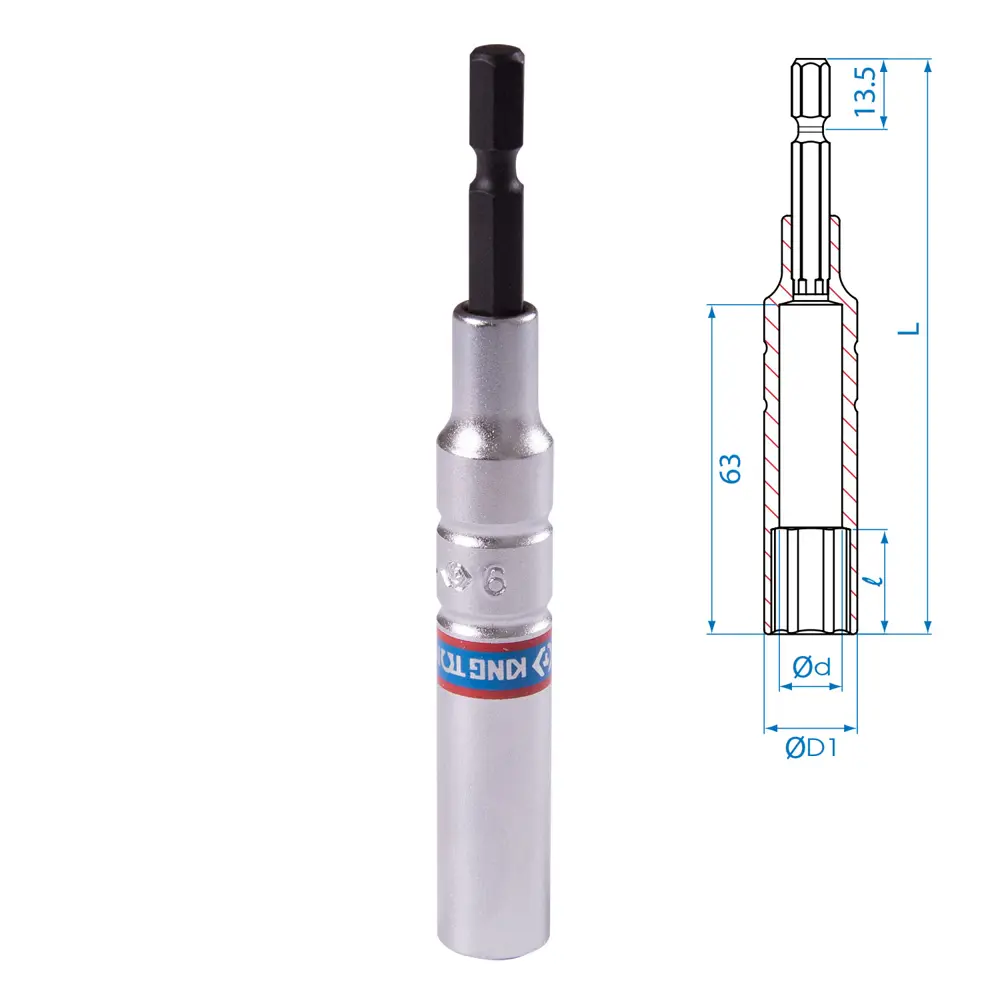 Фото 2 Торцевая головка шестигранная King Tony 76C1109M 1/4 дюйма 9 мм