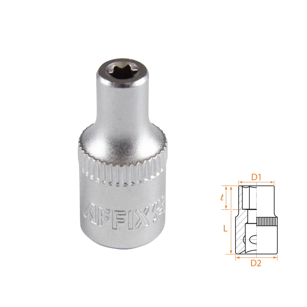 Фото Торцевая головка Torx (e-профиль) Affix AF00023004 1/4 дюйма 4 мм Фото Торцевая головка Torx (e-профиль) Affix AF00023004 1/4 дюйма 4 мм