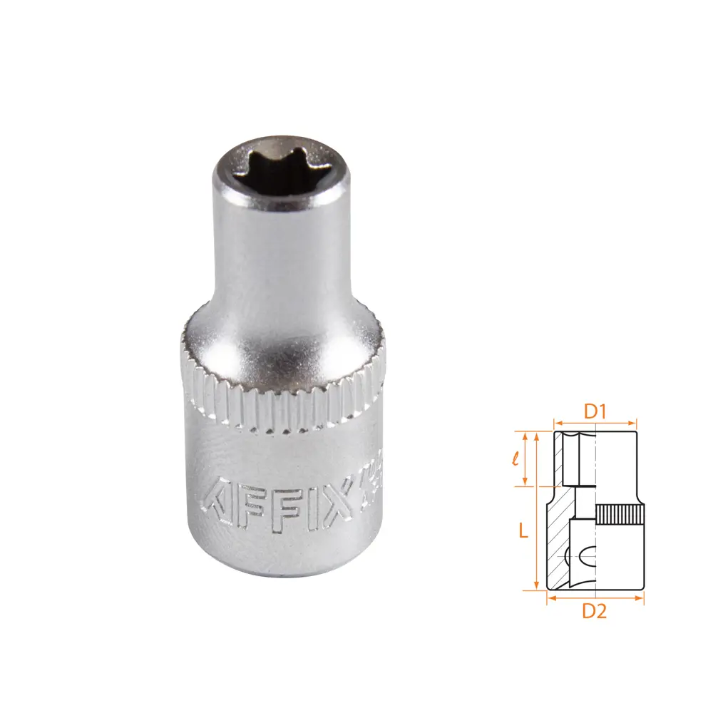 Фото Торцевая головка Torx (e-профиль) Affix AF00023006 1/4 дюйма 6 мм Фото Торцевая головка Torx (e-профиль) Affix AF00023006 1/4 дюйма 6 мм