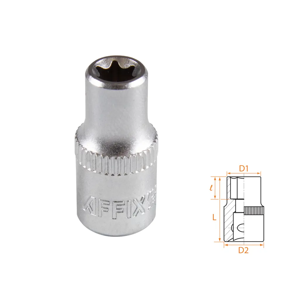 Фото Торцевая головка Torx (e-профиль) Affix AF00023007 1/4 дюйма 7 мм Фото Торцевая головка Torx (e-профиль) Affix AF00023007 1/4 дюйма 7 мм