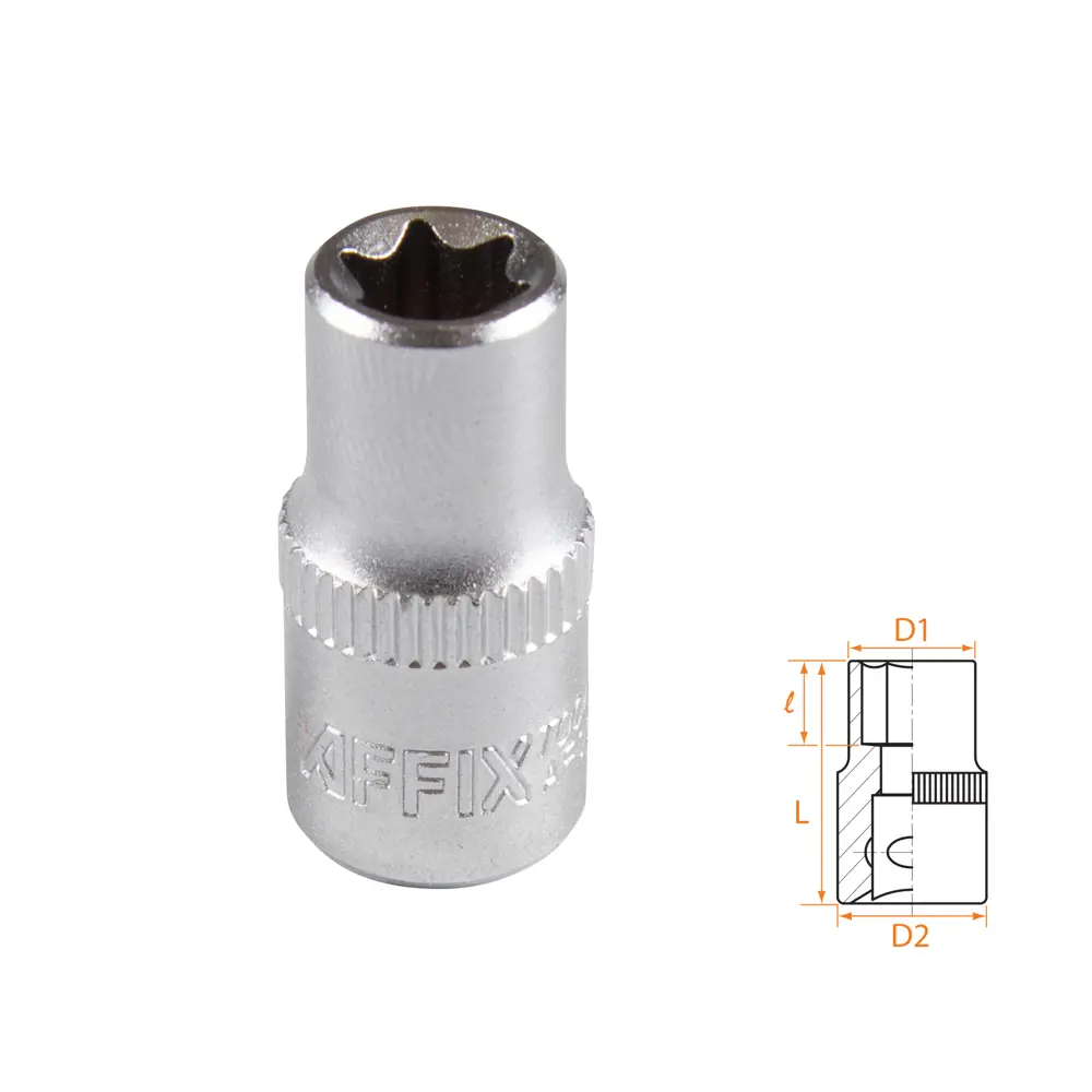 Фото Торцевая головка Torx (e-профиль) Affix AF00023008 1/4 дюйма 8 мм Фото Торцевая головка Torx (e-профиль) Affix AF00023008 1/4 дюйма 8 мм