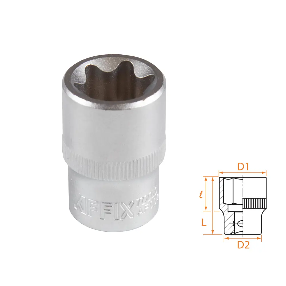 Фото Торцевая головка Torx (e-профиль) Affix AF00043022 1/2 дюйма 22 мм Фото Торцевая головка Torx (e-профиль) Affix AF00043022 1/2 дюйма 22 мм